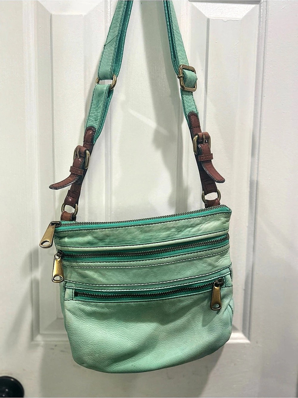 Fossil Green & Brown Crossbody Bag
